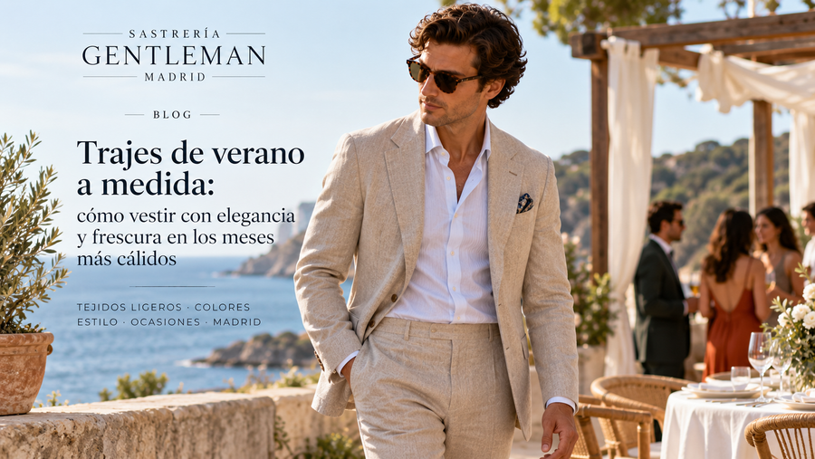Traje de verano a medida para boda junto al mar - Sastrería Gentleman Madrid